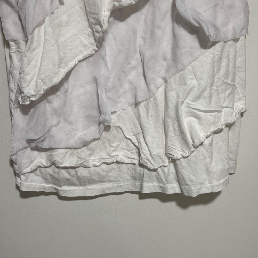 Women's White Ruffled Top - Picture 2 of 4